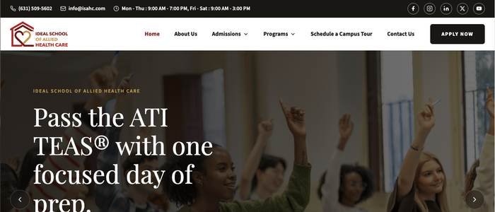 Ideal School of Allied Health Care website screenshot